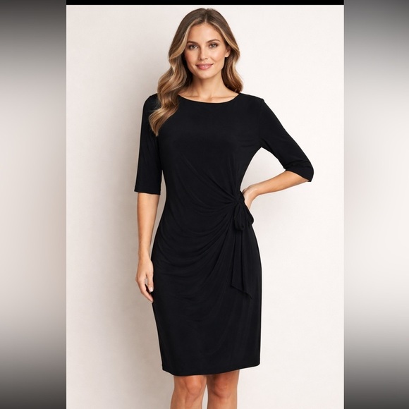 K Studio Collection Dresses & Skirts - Chic Black Midi Dress with side tie sz S elegant wedding